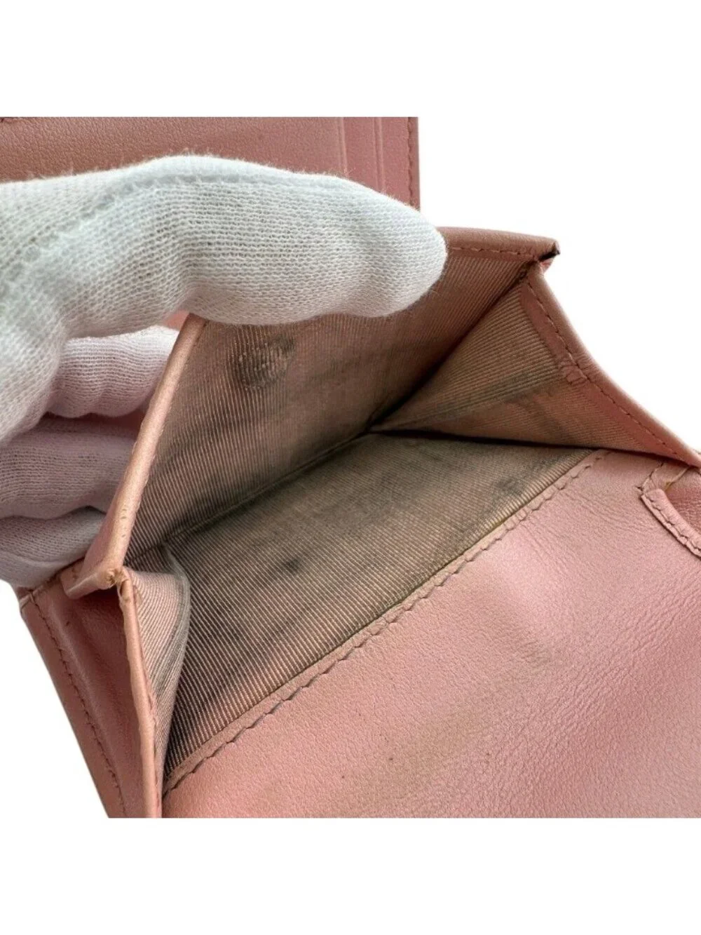 Chanel Quilted Caviar Leather Trifold Wallet Compact Pink Gold